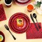 560 Pcs Red and Black Party Supplies for 80 Guests Disposable Tableware Set Red and Black Paper Plates Napkins Cups Black Plastic Forks Knives Spoons for Graduation Birthday Ladybug Party